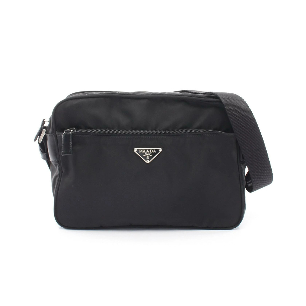 Prada Vela Sport Leather Shoulder Bag Black